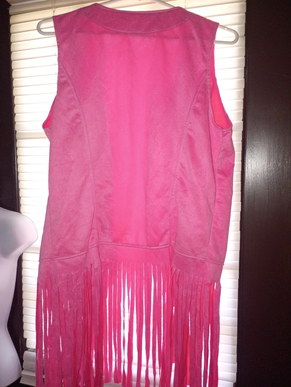 Women’s Fringe Suede Vest - Hot Pink